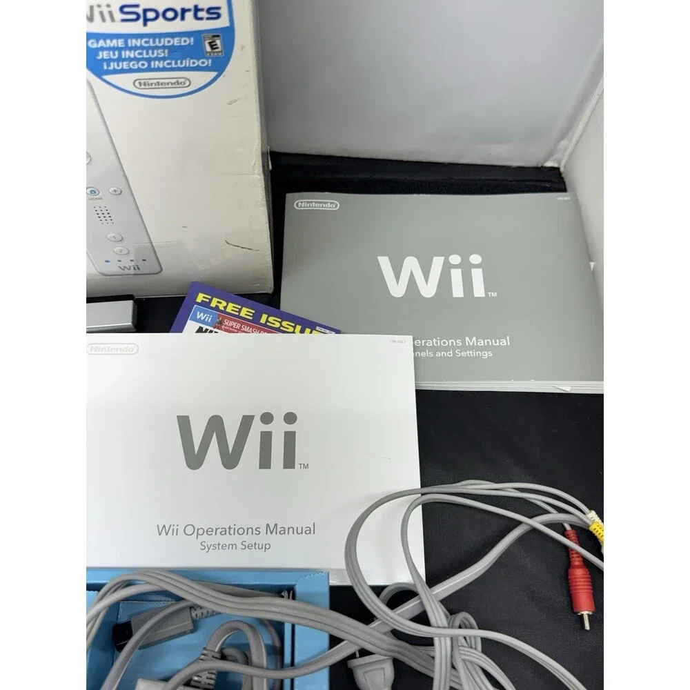 Nintendo Wii Console Bundle White RVL-001 In Original Box Tested Works - NO GAME
